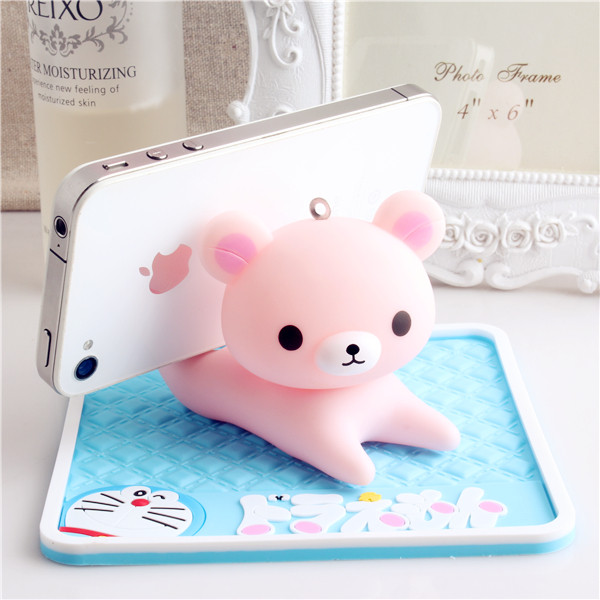 Doll Bear Phone Holder Car Accessories Big White Anti-Slip Pad Phone Holder Creative Pink Bear Phone Holder