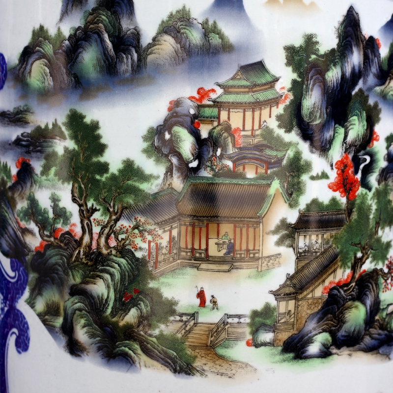 Jingdezhen ceramics jiangshan jiao more pastel sitting room of large vase household furnishing articles of modern Chinese arts and crafts