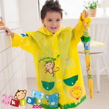 台湾官网直邮进口【Hugmii】超可爱EVA儿童雨衣_动物园