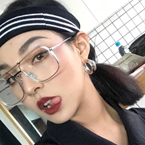 Korean Style Fashion Vintage Black Chunky Frame Square Eyeglasses Women's Ins Iridescent Eyewear I Blu-ray Protective Goggles Large Face