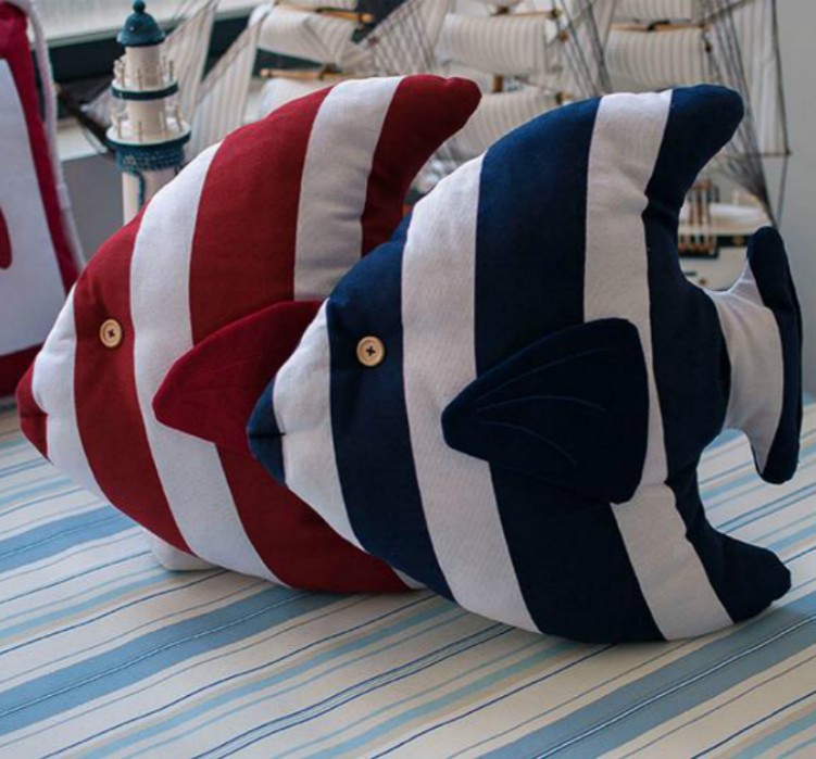 Children's room creative pillow cute cartoon small fish cushion dark blue bay window Mediterranean ocean decoration pillow