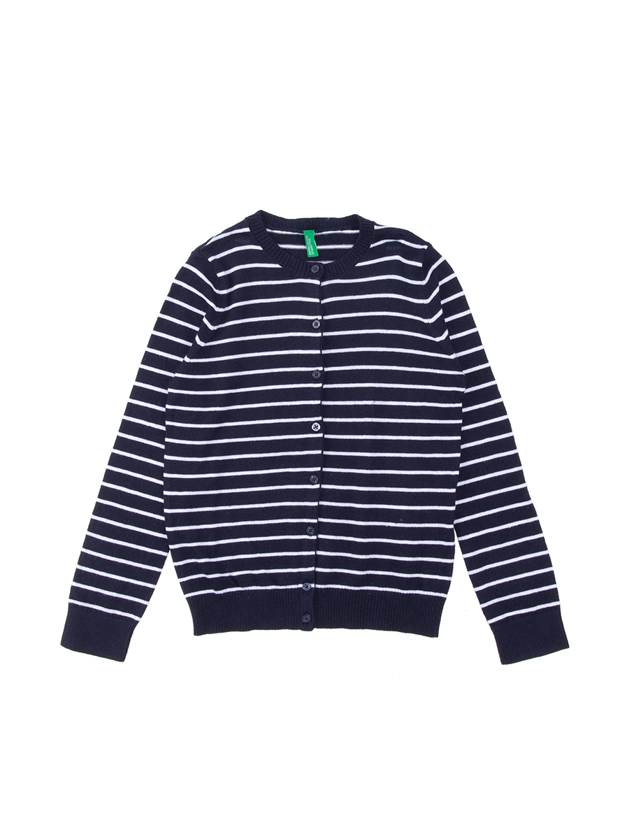 Benetton/贝纳通 藏青色条纹印花圆领女童针织衫