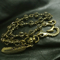 Broken Bronze Gg Out Pure Copper Diamond Pestle Pants Chain Personality Locomotive Waist Chain Decoration Chain Chaetyo chain length about 60CM