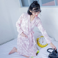 Bộ đồ ngủ cotton mùa xuân và áo choàng của phụ nữ cộng với phân bón XL cô gái dài tay lỏng lẻo Áo choàng cotton Nhật Bản dịch vụ tại nhà đồ ngủ phi bóng