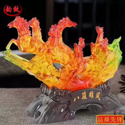 Eight Junxiongfeng horse ornaments crafts large lucky Feng Shui home living room opening business gift office