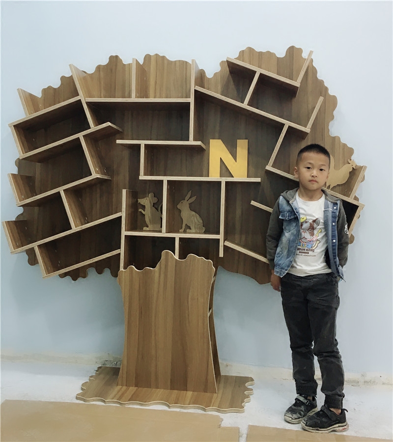 Treebook Shelves Library Display Cabinet Solid Wood Containing Deck Windows Soft Dress Props Creative Big Tree Styling Shelve