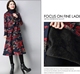 Phong cách quốc gia mùa thu và mùa đông của phụ nữ kích thước lớn là váy cotton mỏng và nhung nữ in retro cổ cao váy dày mẫu váy thu đông 2021 váy đầm