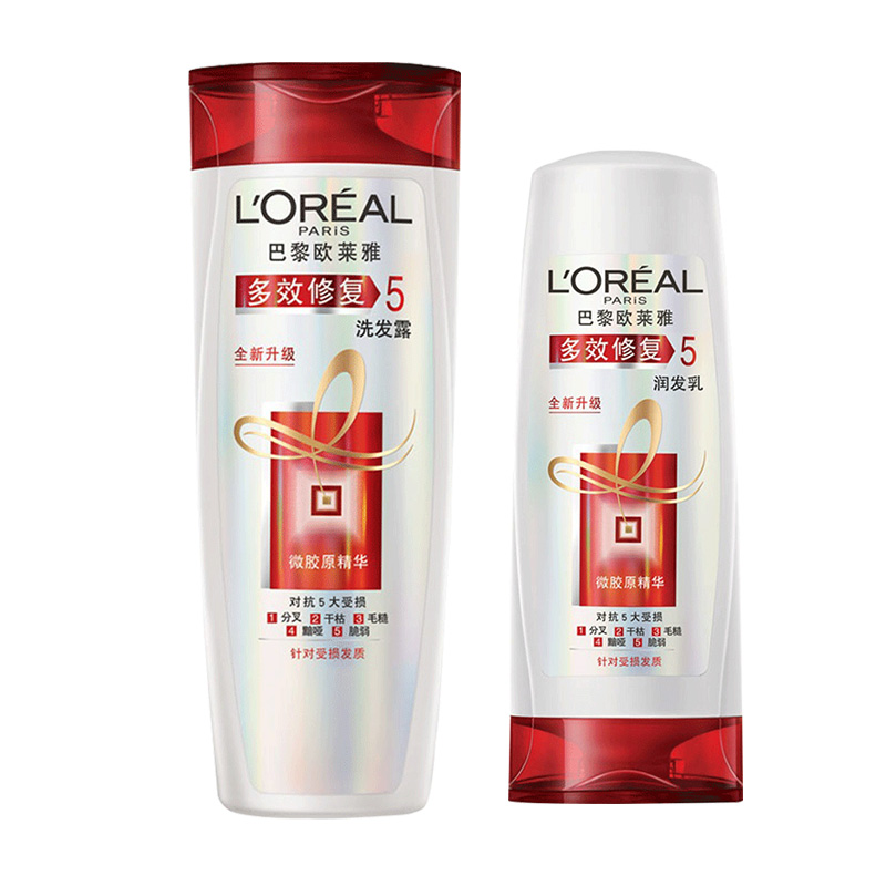 欧莱雅洗发水护发素 多效修复洗发露400ml+润发润200ml套装