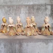 Miscellaneous antique collections old goods unearthed from the perfect old pit dating to the era Tang Sancai musical instrument figurines maids and maids