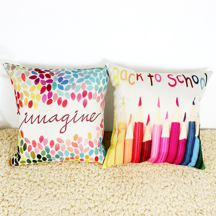 Factory colorful pencil pillow sofa cushion bed head back pillow core cover to map custom