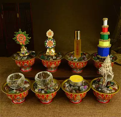 (Special combination set) Buddha's front eight for Taiwanese painted eight auspicious for the Cup Tantric Buddhist supplies