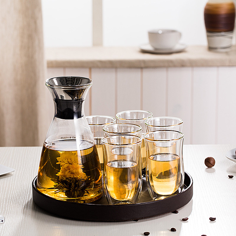 Telet nourishing high temperature resistant glass home transparent cold water kettle cold kettle juice teapot water cup water fitting suit