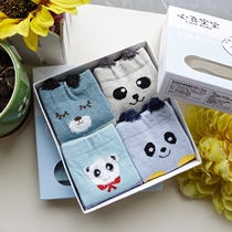 Heart-happy baby socks male baby spring and autumn with newborn -1-3-5 - year-old box of four double loaded thick cotton socks