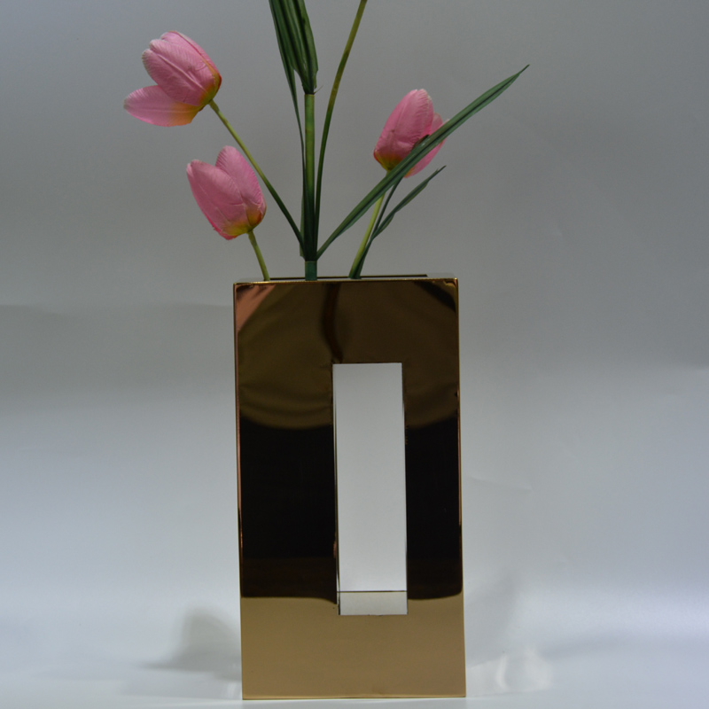 Vase Rose Gold Creative Stainless Steel Vase Metal Hollowed-out Flower Inserts Stylish Table Face Vase New