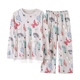Bộ đồ ngủ mùa xuân và mùa thu của phụ nữ dài tay cotton Hàn Quốc có thể mặc phim hoạt hình lớn chất béo MM phù hợp với dịch vụ nhà mùa thu đồ mặc nhà cao cấp Bên ngoài ăn mặc