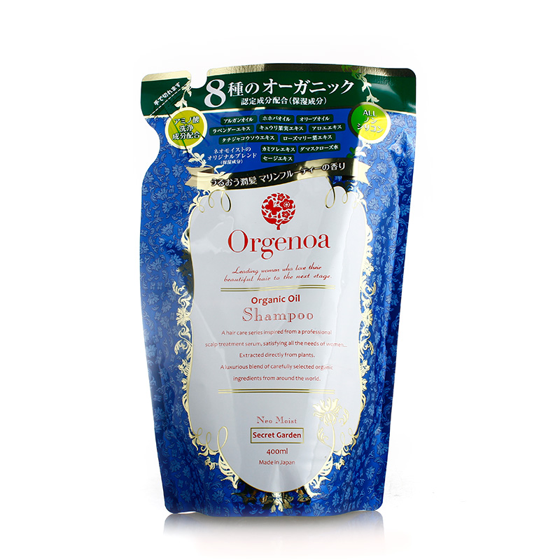 ORGENOA 保湿洗发水替换装400ml 蓝 保湿滋润 舒缓头皮 健康养发