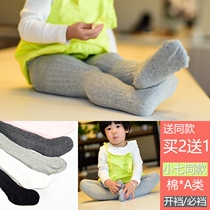Buy 2 send 1 spring autumn winter large PP open gear baby hit bottom pants pure cotton even pants socks girl child conjoined pants baby