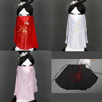 Wan show-Hanfu veil embroidered ancient style accessories chiffon sunscreen sunscreen fashion Han elements cover face-covering fairy half-through
