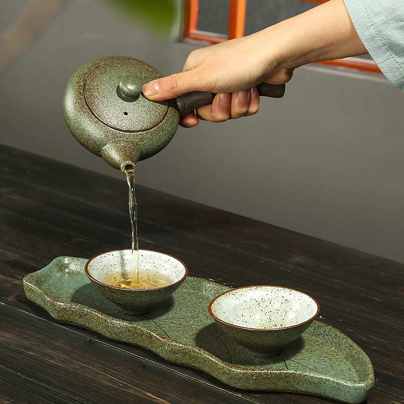 Dragon invertors Japanese contracted the lateral crack cup a pot of 2 cup thick ceramic kung fu tea set tea tray was home to travel