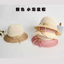 Personality womens hat sun hat womens summer shopping cool hat Korean version of anti-UV small along the black lace bow basin hat