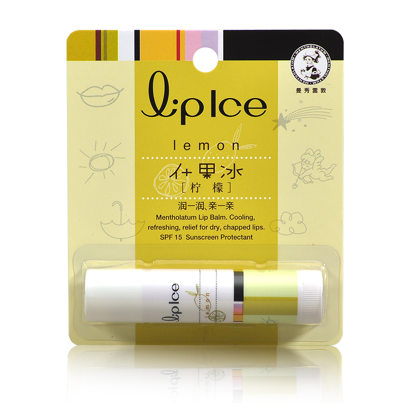 曼秀雷敦什果冰润唇膏 柠檬 保湿滋润裸无色透明 男女士天然护唇