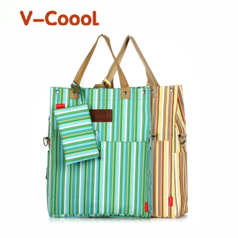 V-Coool时尚条纹妈咪包 外出手提斜跨大号妈妈包 待产包 113299