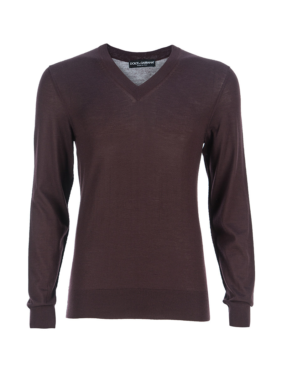 Dolce&Gabbana 咖啡色羊绒V领上衣