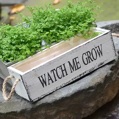 American country old zakka fleshy small flowerpot fleshy flowerpot wooden rectangular flowerpot small potted