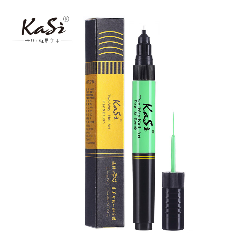 KaSi美甲双头点花拉线笔 点钻美甲笔彩绘笔工具10克 颜色:深绿色