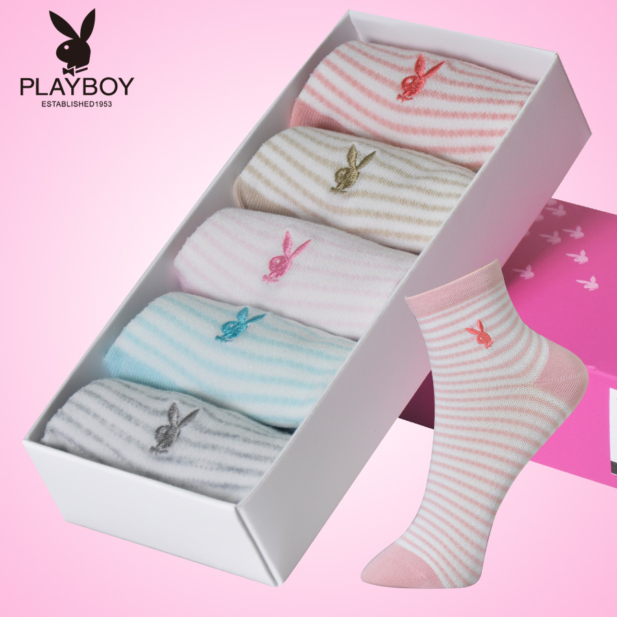 PLAYBOY/花花公子女士袜子 竹纤维中筒夏季薄款可爱短袜子女棉袜