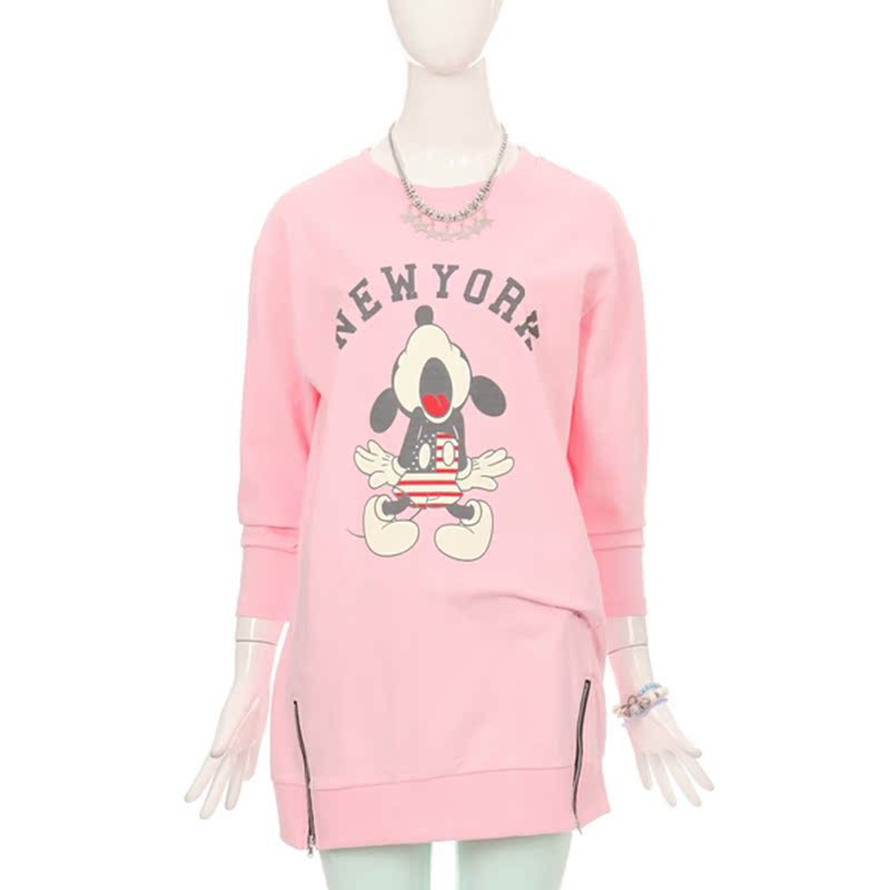 乐天网购Oliviers Closet中长款女士T恤圆领时尚韩版米老鼠印花