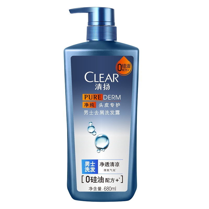 【天猫超市】清扬净纯头皮专护 男士去屑洗发露 净透清凉 680ml