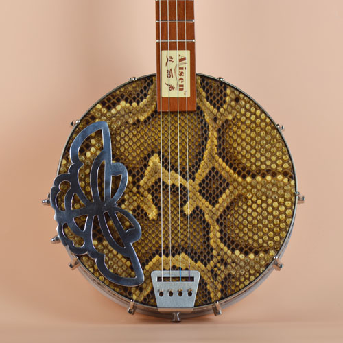 Alison snakeskin qin instrument, round side-assisted ukulele, butterfly piano, banjo, free side-assisted piano bag