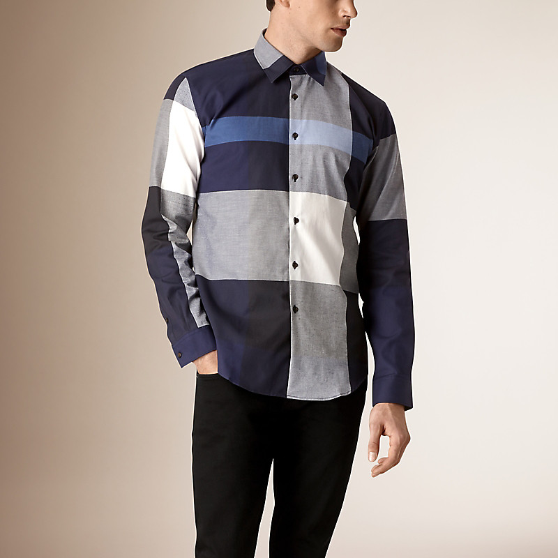 BURBERRY/博柏利现代剪裁格纹棉质衬衫 40084421