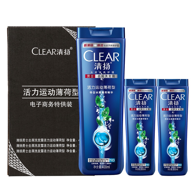 【天猫超市】清扬男士活力运动薄荷洗发水 (400+100+100)ML