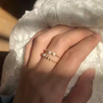 TWOR handmade custom design retro sense exquisite pearl chain beaded ring versatile stack wear