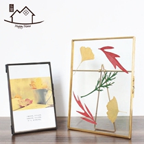 European geometric glass photo frame retro copper frame wedding postcard plant specimen photo storage rack crafts