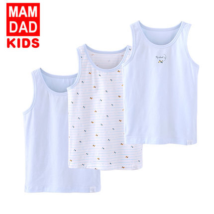 Mom and dad pro-children vest men's pure cotton CUHK boy boy little vest blouses boys' three clothes for the bottom comfort