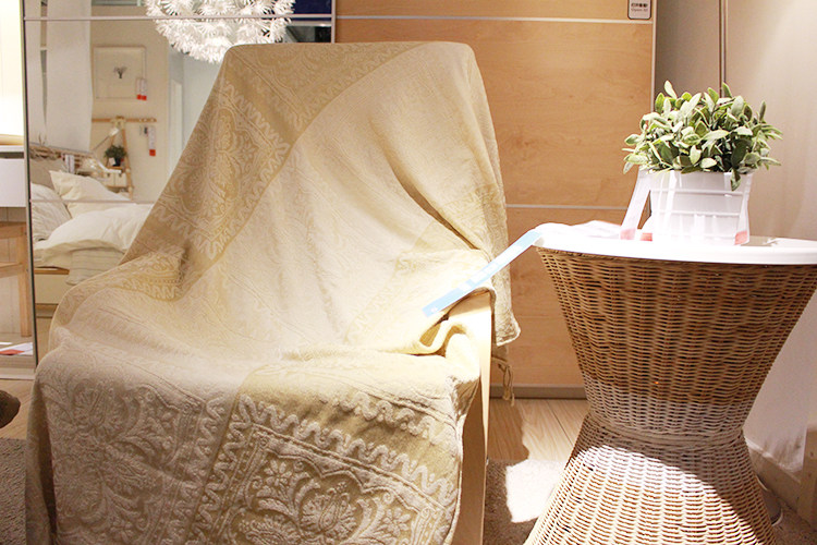 Not machine washable Nordic IKEA plain sofa towel Beige Chenille sofa cover cloth sofa blanket sofa cover