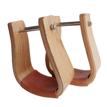 Stirrups western large stirrups solid wood and genuine leather materials wide stirrups Yuanxing horse gear and equestrian supplies