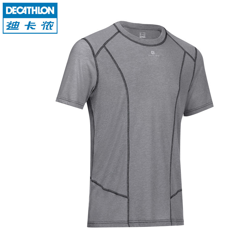 迪卡侬 男士健身运动吸汗快干短袖T恤 瑜伽透气背心 DOMYOS MY