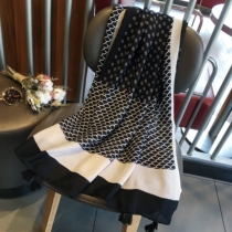 Yokaku Spring and Autumn New Han Edition Black and White Flowers Cotton Sheet Two-Used Ocean Scarf