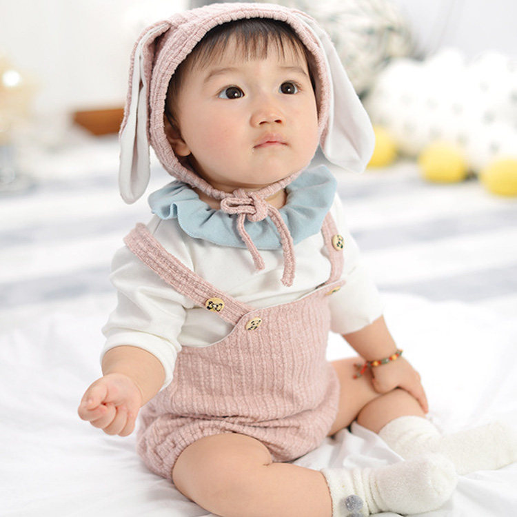 2019 autumn and winter clothing hooded cartoon female baby jumpsuit bag fart clothes Baby climbing clothes Newborn modeling out clothes