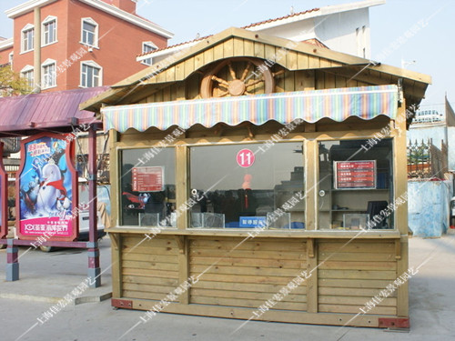 Hot selling manufacturers custom-made log cabin preservative wood kiosk ticket booth sentry box BBQ milk tea house mobile breakfast cart