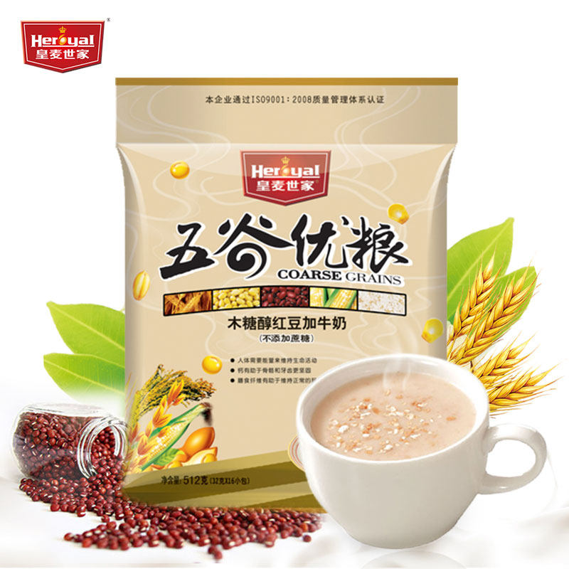 【天猫超市】五谷优粮木糖醇红豆牛奶512g 营养谷物冲饮麦片