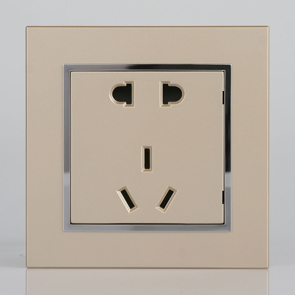 Tianji Deqi series Home Improvement electrical switch panel 10A two-three-pole five-hole power socket champagne gold