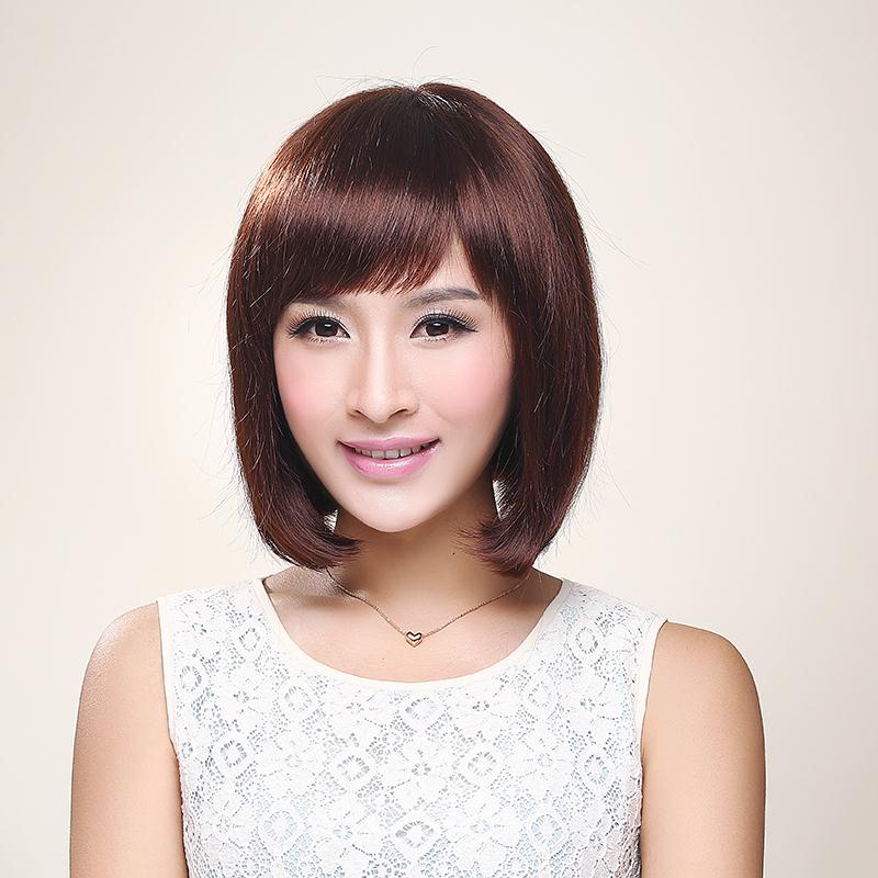 秀儿 梨花头假发 全手织真发混发假发女短发 蓬松短卷发BOBO头