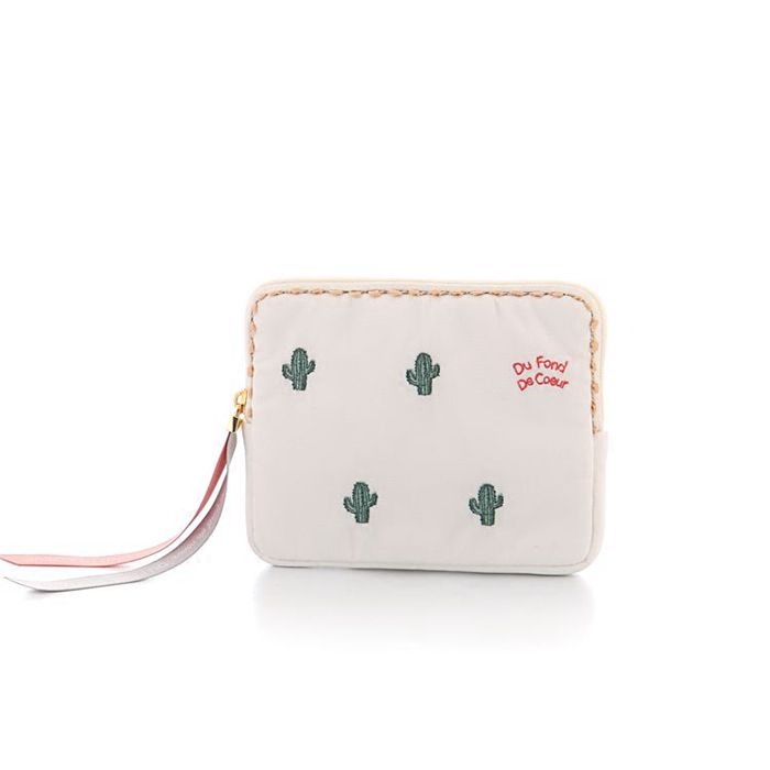 Exquisite Cactus Embroidered Sanitary Pad Clutch Coin Purse Clutch