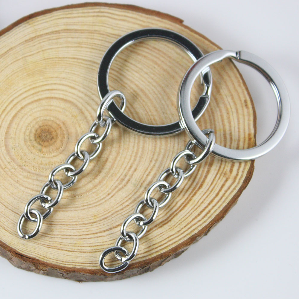 Key Chain Accessories Parts Key Button 7 G Short Necklace Pendant DIY Keyring Silver