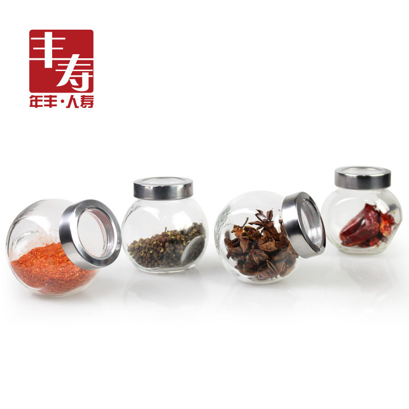 Stainless steel glass seasoning jar, seasoning bottle, airtight jar, kitchen supplies, pepper jar, barbecue, seasoning box